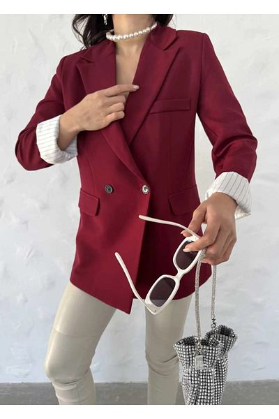 Moda İkra Blazer Jacket with Buttons on the Front and a Line Inside