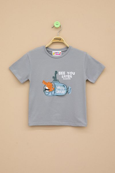 Cansın Mini Smoked Submarine Printed Baby Boy Short Sleeve T-Shirt 20940