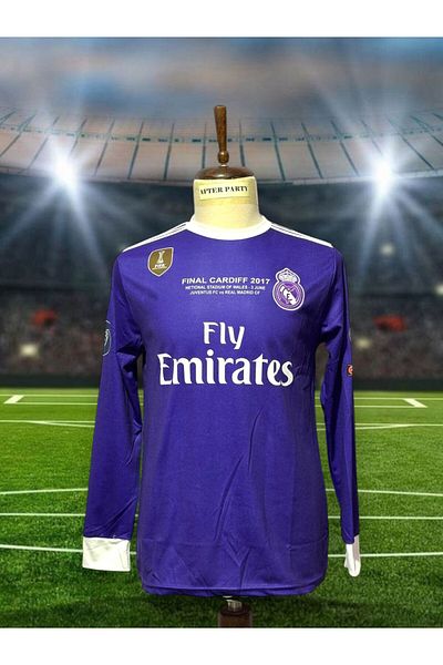 After Party Cristiano Ronaldo Cardiff .League 2017 Purple Long Sleeve Adult Jersey Vs Sports Singlet Ag