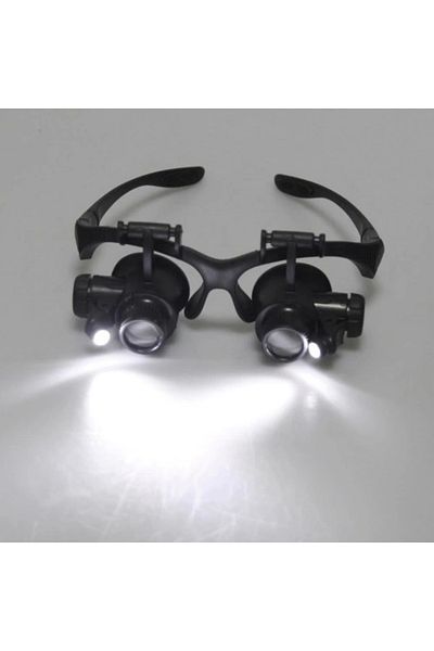 YNT İthalat Glasses Model 10x 15x 20x 25x Lens, 2LED Light, magnifying glass