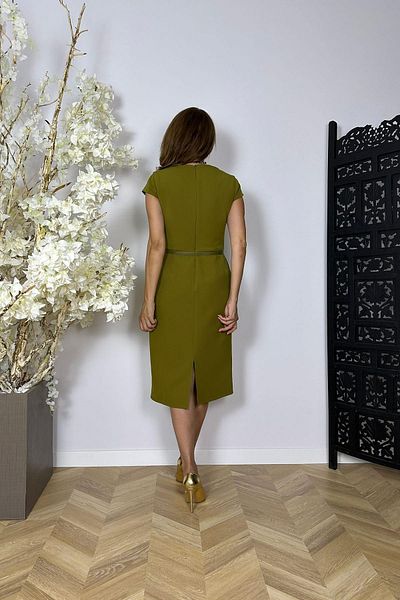gesmoda G1502 Belt Detailed Pencil Dress Khaki