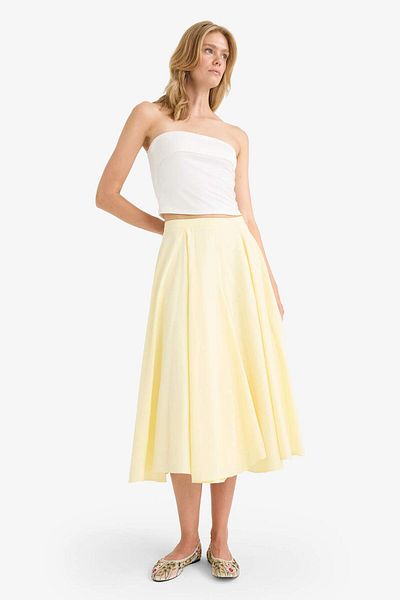 DeFacto A-Line Regular Waist Lined Poplin Maxi Skirt G0777Ax25Sm