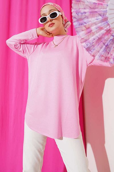 Smymoda Basic Bottom Seamless Solid Color Long Sleeve Tunic