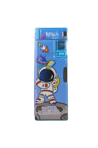 Generic Little Astronaut Pencil Box - Blue | Multifunctional Design with Dual Sharpener for Kids' Stationery