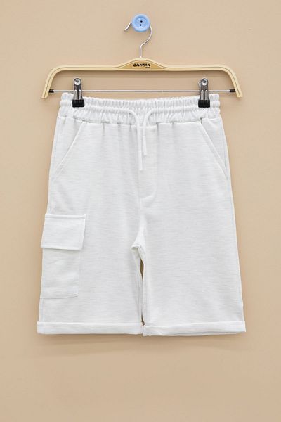 Cansın Mini Light Gray Single Cargo Pocket Boys' Straight Shorts 21119