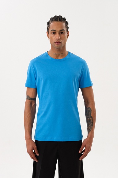 SPORTEMPT slim fit Bărbați guler rotund basic tricou - Albastru