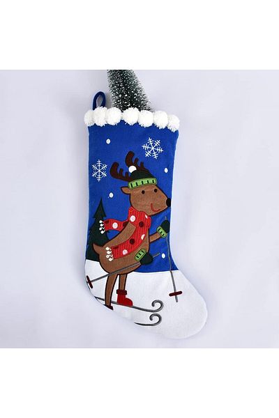 XWTEX Christmas stocking, textile, blue, 48 cm