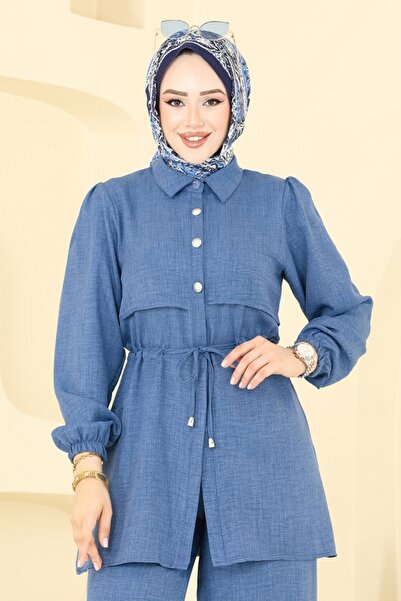 ModaMerve Beli Tünelli Sofia Takım 1015MP806-MS İndigo