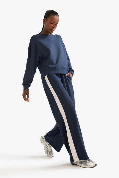 DeFacto Wide Leg Ultra Soft Modal Athlete Navy Blue Women's Sweatpants E8956Ax/Nv165