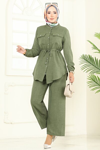 ModaMerve Chest Pocket Detailed Suit 9159Plk541-Ms Khaki