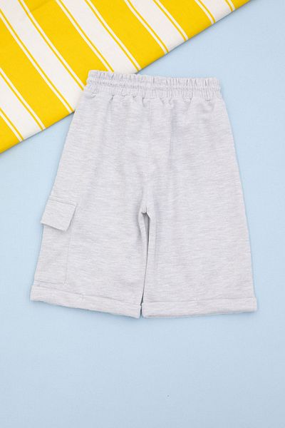 Cansın Mini Ανοιχτό γκρι ελαστική μέση Jogger ύφασμα μονή τσέπη Cargo Boy's Shorts 21173
