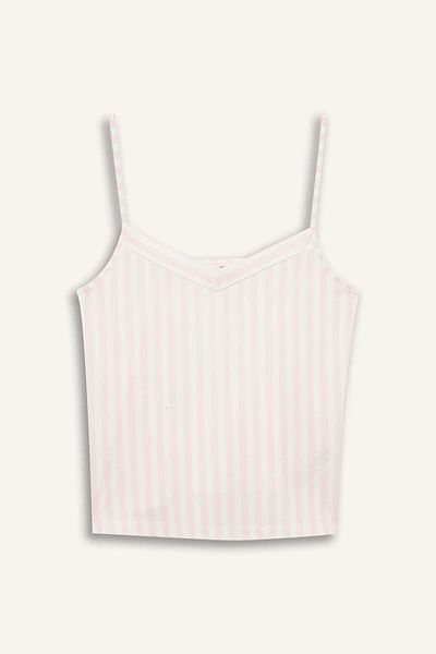 DeFacto Regular Fit V Neck Strap Top-Fall in Love F6989Ax25Au