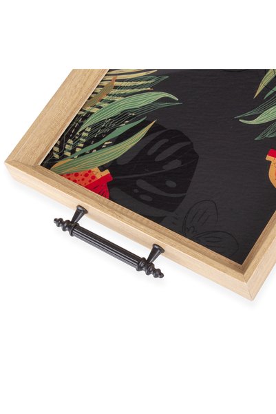 Decorium Luma Rectangular Tea Coffee Glass Presentation Tray 31X45Cm