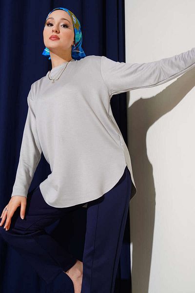 Smymoda Basic Bottom Seamless Solid Color Long Sleeve Tunic