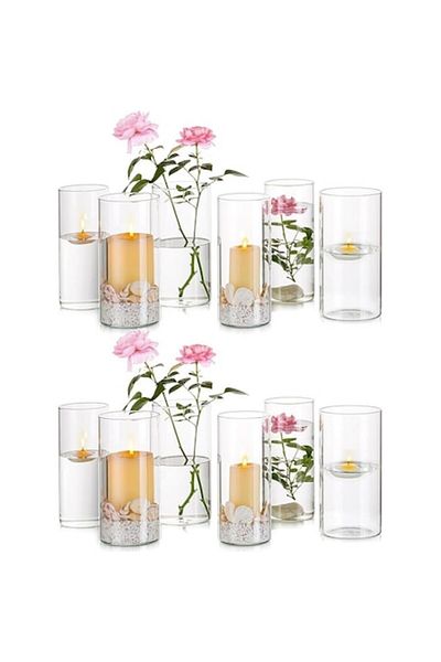 OEM Transparent glass vases, 12 pieces, cylindrical, 20cm