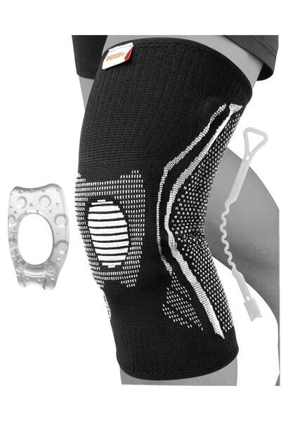 ONETWOFIT orteză de genunchi, silicon/textil, negru/alb, mărimea M