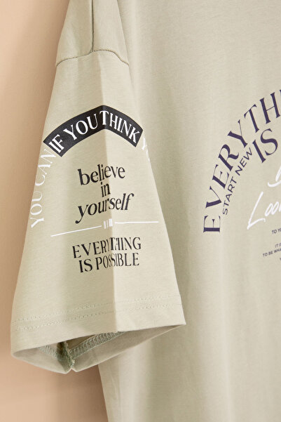 Cansın Mini Αγόρι μπλουζάκι με λεπτομέρεια με λαιμόκοψη με λεπτομέρεια χακί 20903