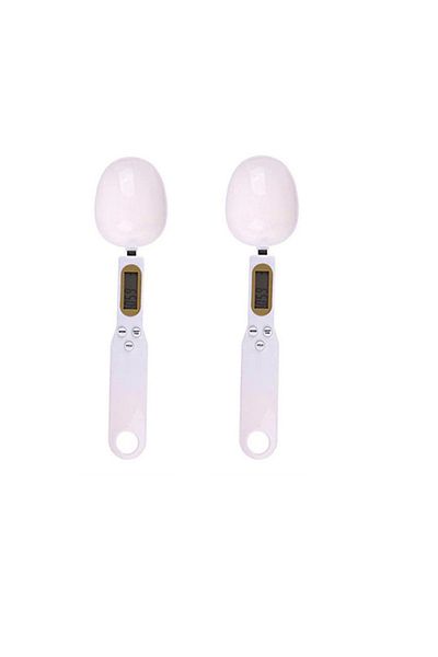 Choice1 1Kg 2PCS White Mini Spoon Scale Digital Kitchen Scale Electronic LCD Food Scale 0.1-500g Cooking Flo