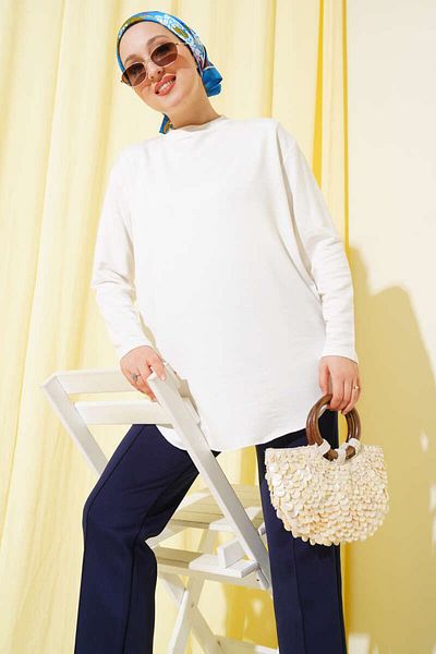 Smymoda Basic Bottom Seamless Solid Color Long Sleeve Tunic