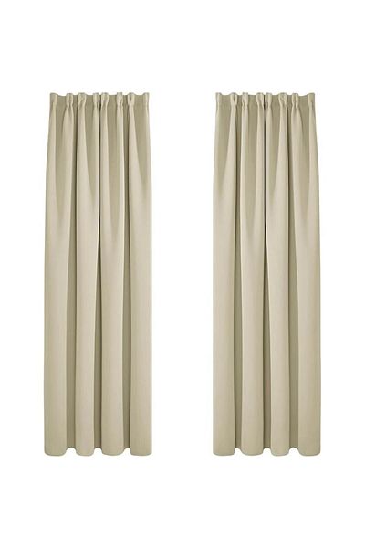Deconovo Set 2 blackout curtains with tieback, living room/bedroom, beige, 140X245