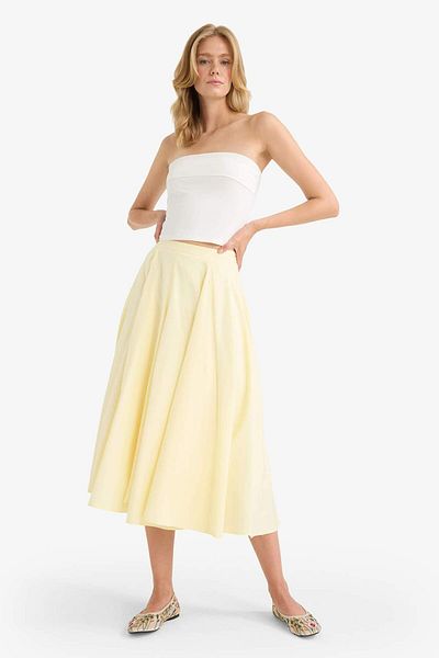 DeFacto A-Line Regular Waist Lined Poplin Maxi Skirt G0777Ax25Sm