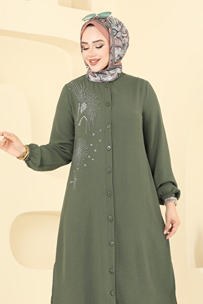 ModaMerve Taş İşlemeli Tesettür Takım 440DVL817-MS Haki