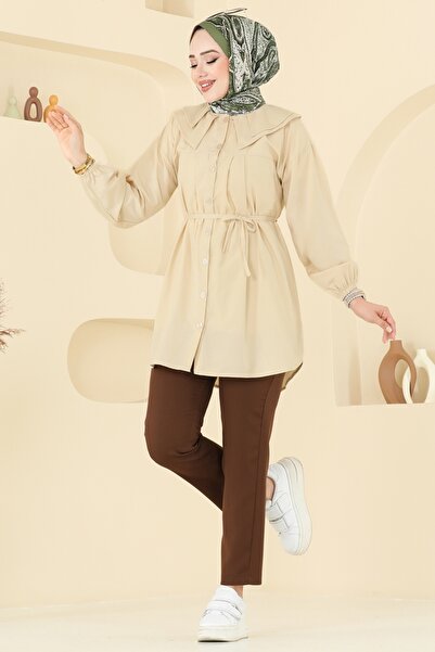 ModaMerve Bebe Yaka Tesettür Tunik 228ASN888-MS Bej