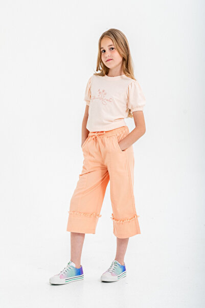 Cansın Mini Girl's Suit with Orange Capri Pants 21089