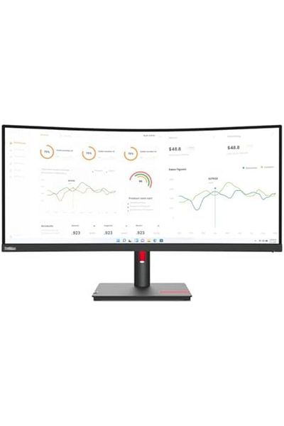 LENOVO شاشة ThinkVision T34w-30 LCD منحنية بدقة UW-QHD مقاس 34 بوصة - 21:9 - أسود غامق