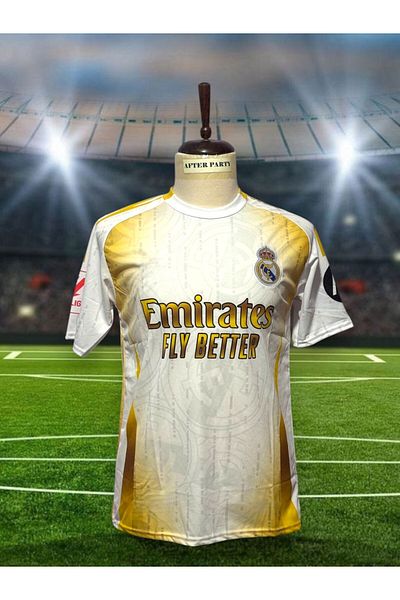 After Party Re.A.L M.A.D.R.I.D 2024-25 C. Ronaldo Special Concept Adult Jersey (White-Yellow) Vs Sports Singlet Ag