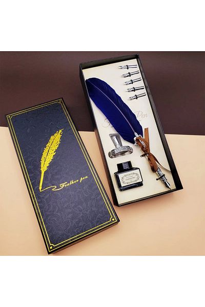 YNT İthalat Feather Desktop Dip Pen Set