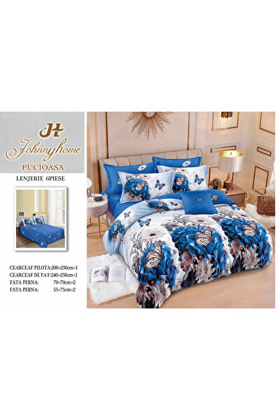 FIONNA.RO Finet Superior Bed Linen - Blue Butterflies and Flowers