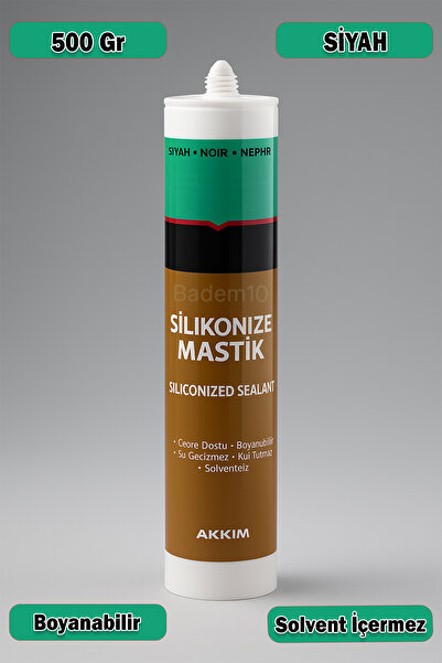 Badem10 Silikonize Mastik Siyah Renk Boyanabilir Suya Dayanıklı Solventsiz Ba...
