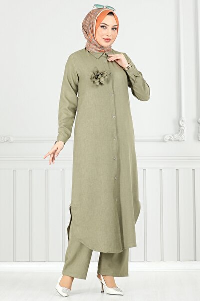 ModaMerve Çiçek Broşlu Takım 815OZN1046-MS Çağla