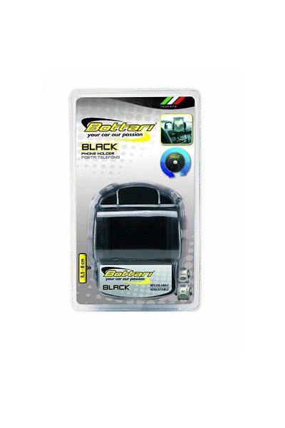 Bottari Black car holder for phone/GPS, adjustable width 5.5-8 cm, suction cup mounting, with