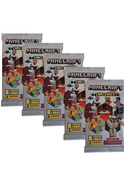 Next Plus Lisanslı Panini Minecraft Challenges Trading Card Collection 5 Pake...