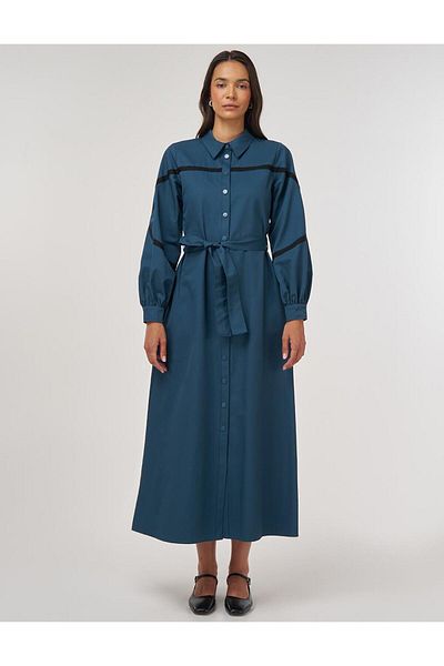KYR Contrast Stitched Maxi Dress Petrol