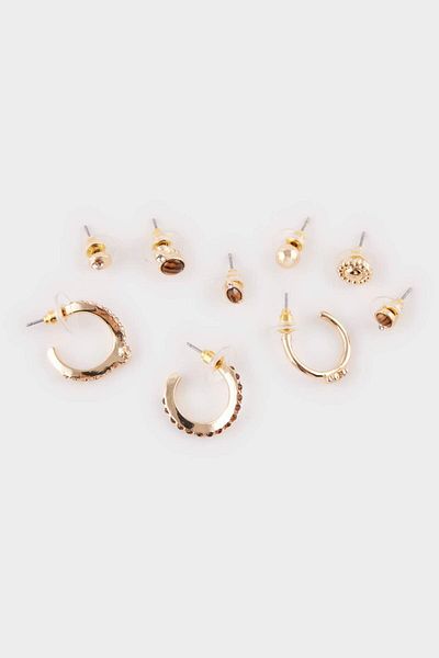 DeFacto Women's 9 Stone Gold Earrings F6838Axns