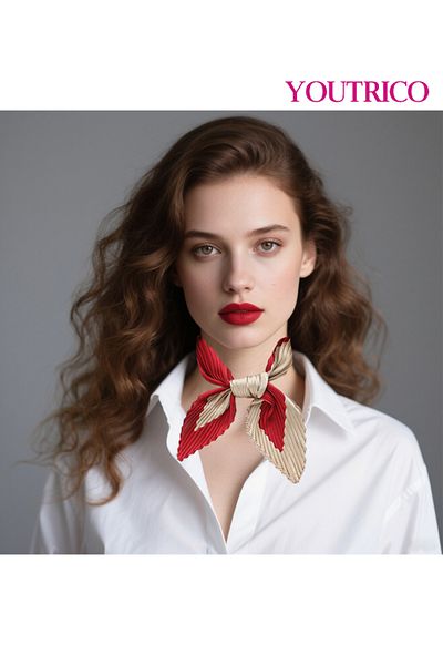 Youtrico Square Scarf-70*70cm Sun Shielding Wrinkled Squar Crinkle Pleat Faux Silk