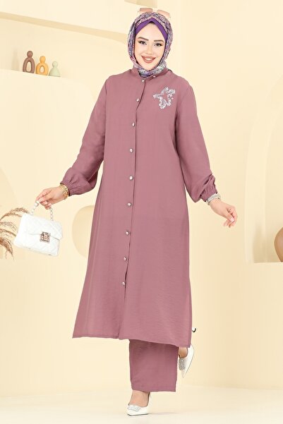 ModaMerve Star Detailed Hijab Suit 449Dvl817-Ms Dusty Rose