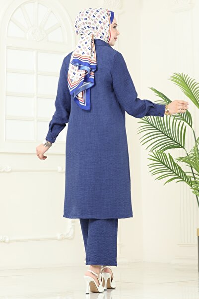 ModaMerve Taş Detaylı Sofia Takım 3128HBS856-MS Koyu İndigo