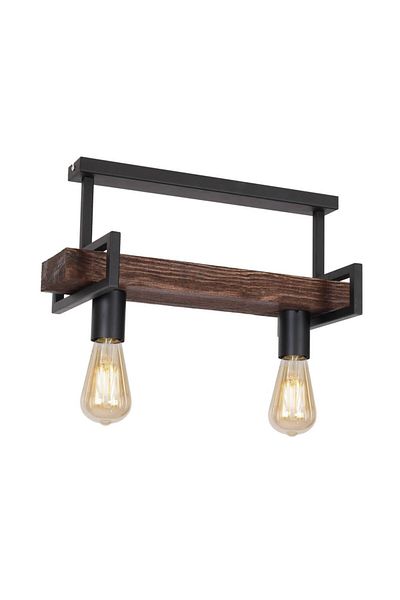 Klausen Lampă de tavan rigidă KL102000, 2xE27, negru+maro, IP20,