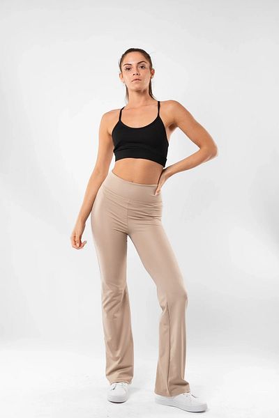 Bak Moda Yüksel Waist Spanish Leg Beige Leggings