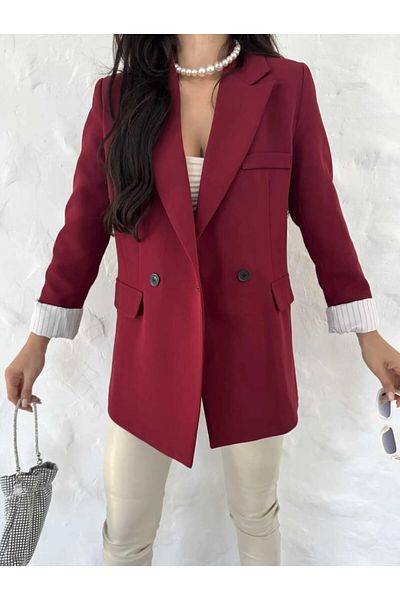 Moda İkra Blazer Jacket with Buttons on the Front and a Line Inside