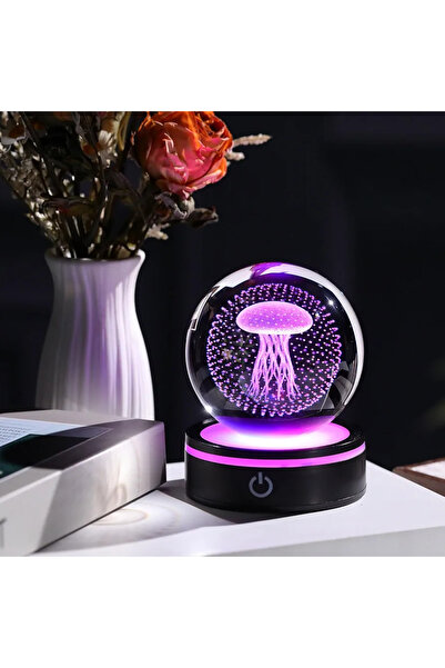 Wolawood Deniz Anası Kristal Cam Kar Küresi USB’li 3D Dekoratif LED Lamba Işı...