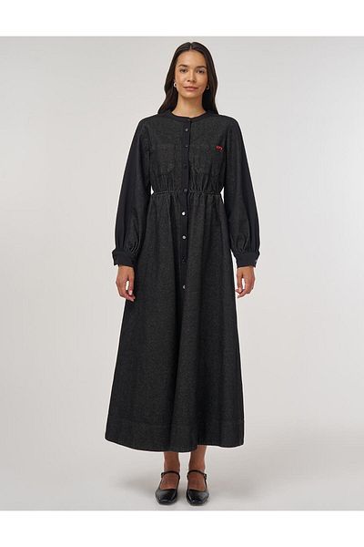 KYR Elastic Waist Denim Dress Black
