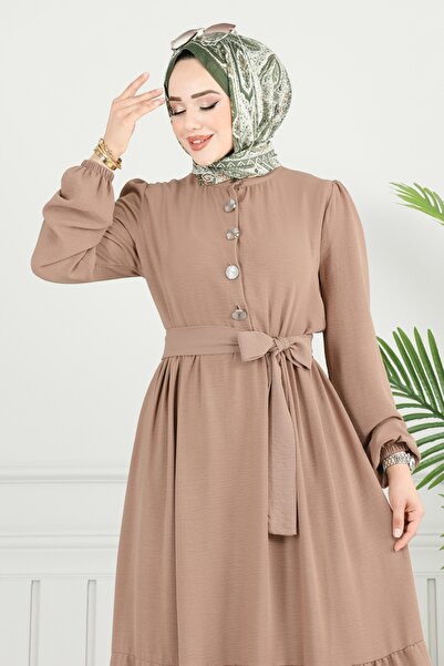 ModaMerve Yarım Düğmeli Aerobin Elbise 435DVL817-MS Vizyon