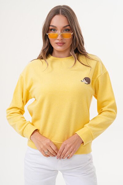 ŞİMAL Kadın Kirpi Nakışlı Selanik Örme Sweatshirt 255075 -