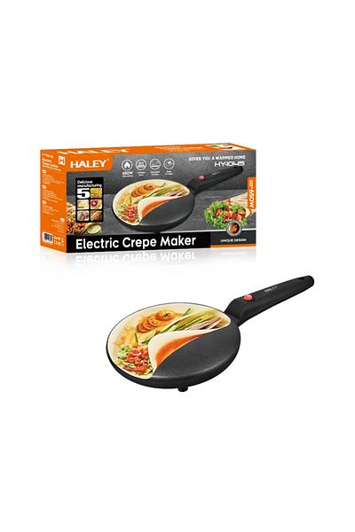 HALEY Electric Pancake Frying Pan, 650W, Oil-Free Cooking, Large Surface, Intuitive Button