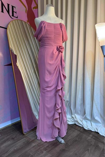 MEZON FASHION Elegant ruffle and rose dress